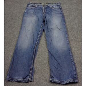 BKE Jeans Mens 36R (Fit 33x28) Blue Tyler Buckle Bootcut Denim Heavy Stitch